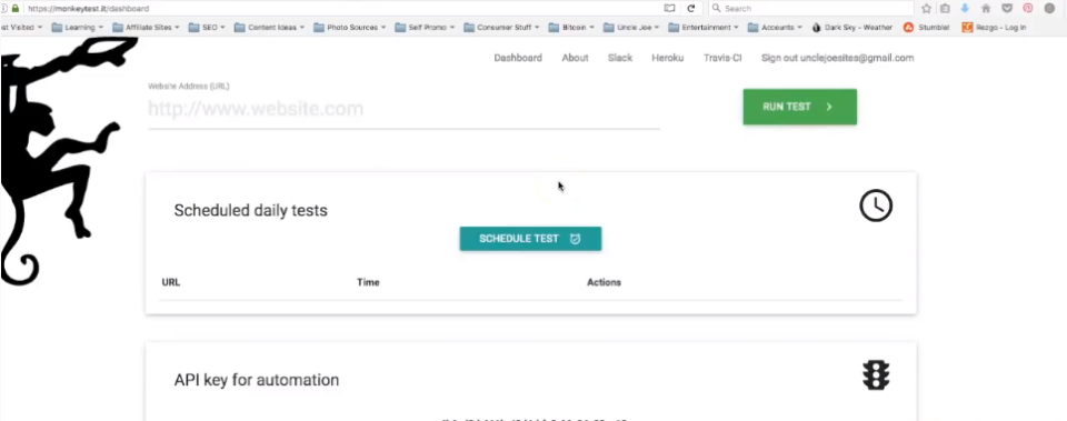 screenshot of Monkey Test It